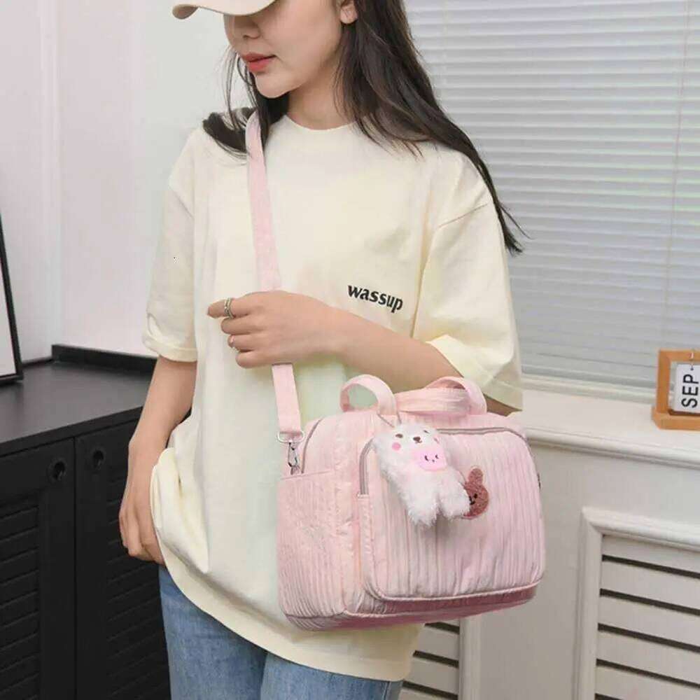 1pc Solid Color Baby Diaper Bags Organizer Maternity Animal Cartoon Portable Nylon Mom Travel Tote Bag with Pendant Z260304