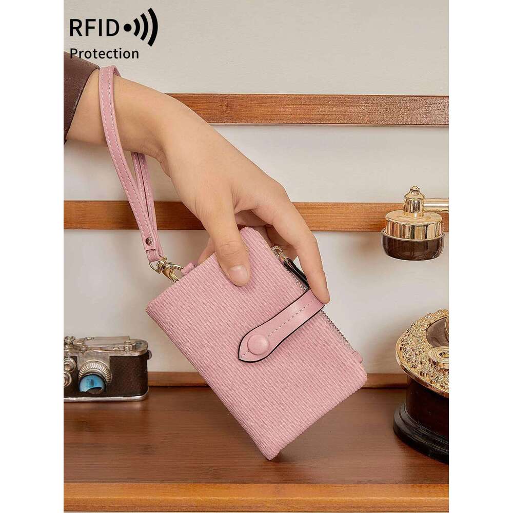 MIYIN Small Bifold Leather Wallet RFID Blocking Women's Wristlet with Card Holder ID Window Coin Purse Zipper Clutch C260304