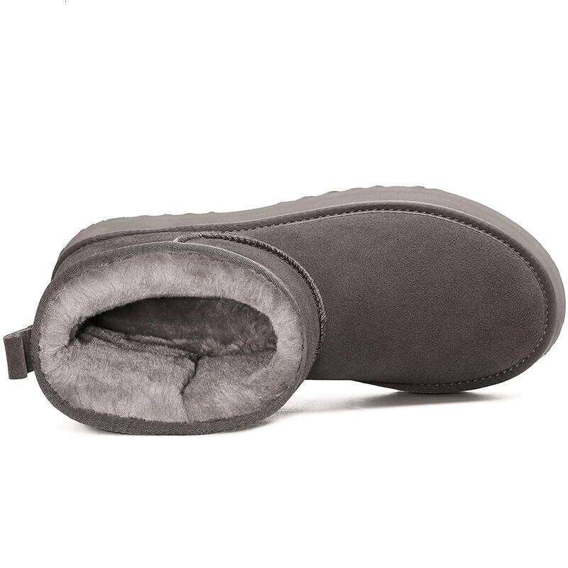 Kidmi Women's Mini Mid-calf Thick-bottomed Snow with Fur Lined Suede Boots Comfortable Winter Womens Warm Shoes