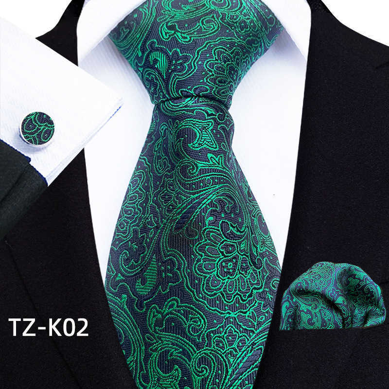 2025 floral checkered paisley artistic style men's tie pocket handkerchief cuff set H250820