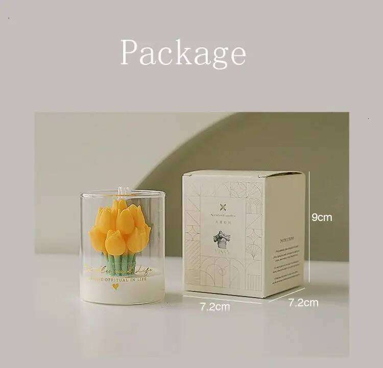 Tulip Bouquet Handmade Scented Candle, Soy Wax Candle Aromatherapy, Birthday Candles Wedding, Home Decoration for Party W260304 W260305