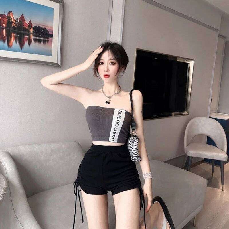 Shorts Women Soft Skinny Folds High Elastic Waist Jogger Young Teens Summer Ulzzang Casual Femme Trousers All-match Solid Simple XJ260305