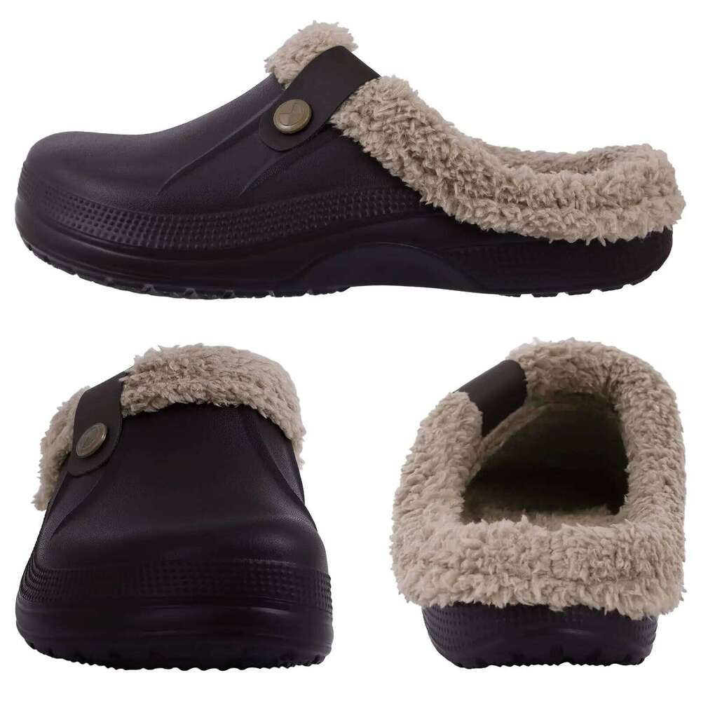 Kidmi Classic Fur For Lined Clogs Waterproof Winter Fuzzy Slippers for Women Men Indoor and Outdoor Shoes