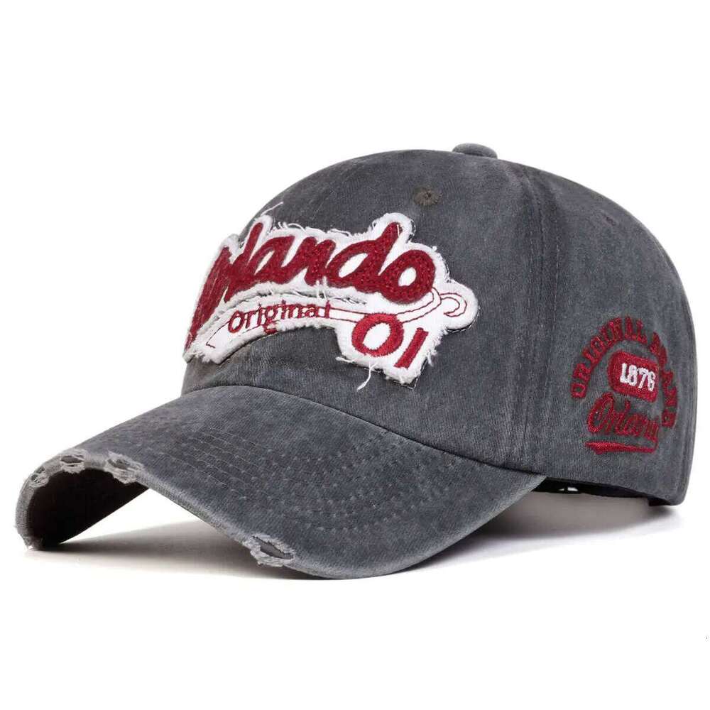 Spring Autumn/Summer Broken Hole Baseball Retro Men's and Women's Alphabet Embroidered Duck Tongue Hat Y260304