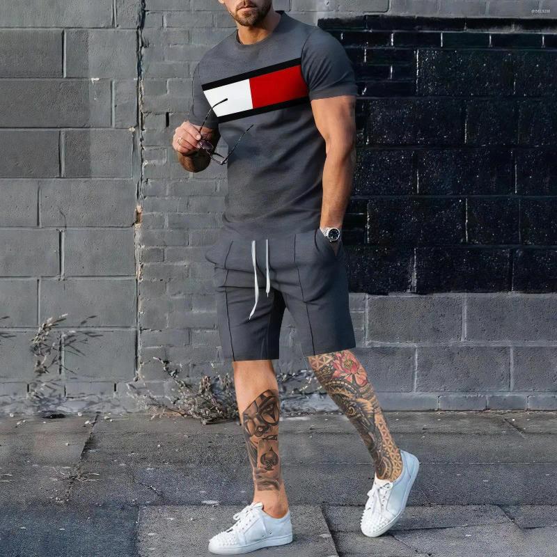 Men's Tracksuits Arrives T-shirts Shorts 2PCS Suit Summer Fashion Color Matching Mens Streetwear