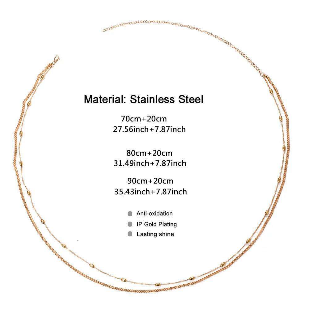 MinaMaMa New Multilayer Stainless Steel Bikini Beach Chain Waist For Women Girls Fashion Belly Body Jewelry S260304