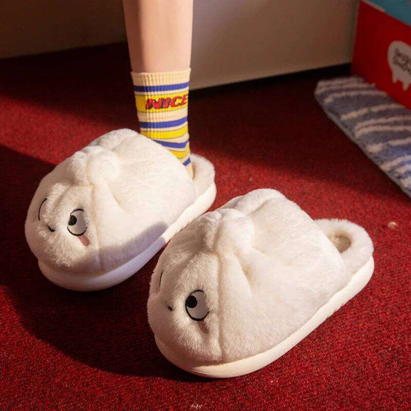 French Fries Cotton Slippers Women Men Autumn Winter Home Floor Shoes Cute Cartoon Warm Faux Fur Couples House Fluffy Slides