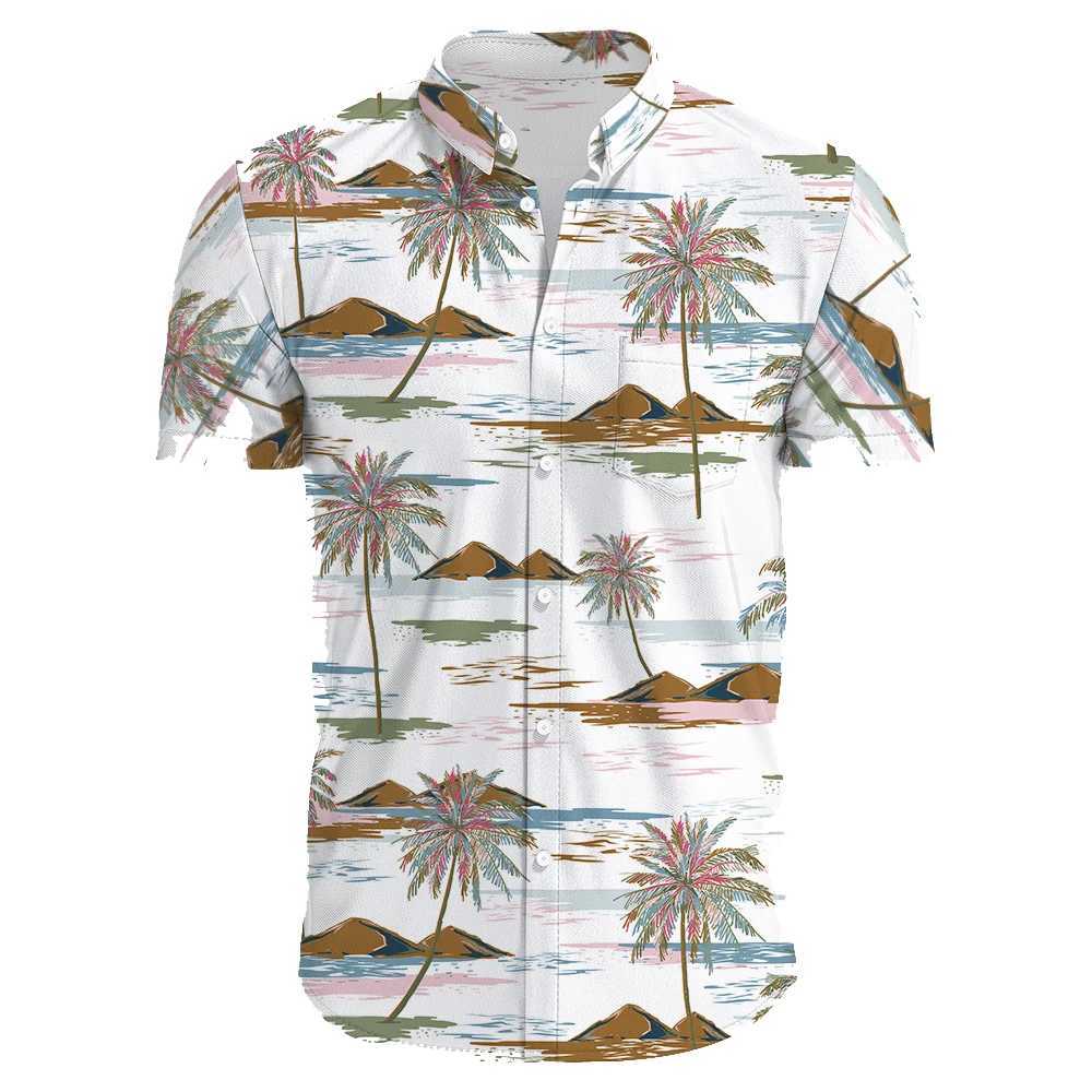 2024 Summer Mens Casual Floral Print Short Sleeve Top Hawaiian Shirt For Mens Clothes Daily New Lapel Oversized M260305