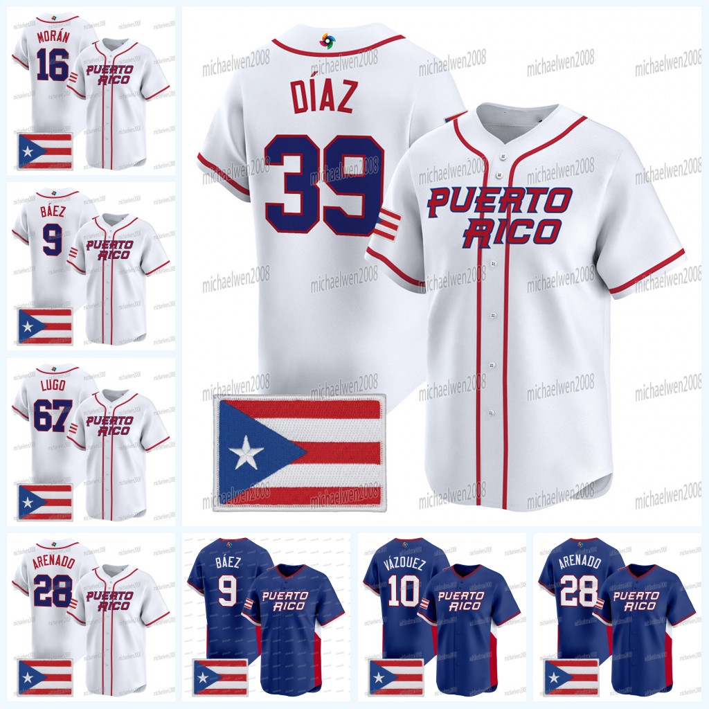 Team Puerto Rico 2026 WBC Baseball Jersey World Baseball Classic Nolan Arenado Edwin Diaz Eddie Rosario Jose Rosado Elmer Rodriguez Fernando Cruz Willi Castro