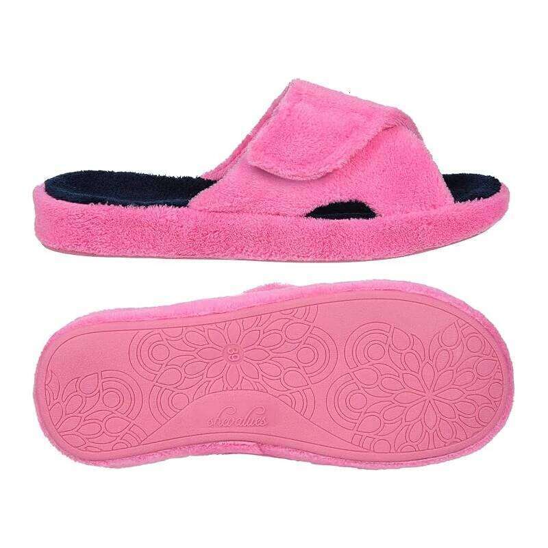Kidmi Women Winter Orthopedic Home Adjustable Indoor Slippers Fashion Open Toe Corduroy Bedroom Slides Fur Cotton Shoes
