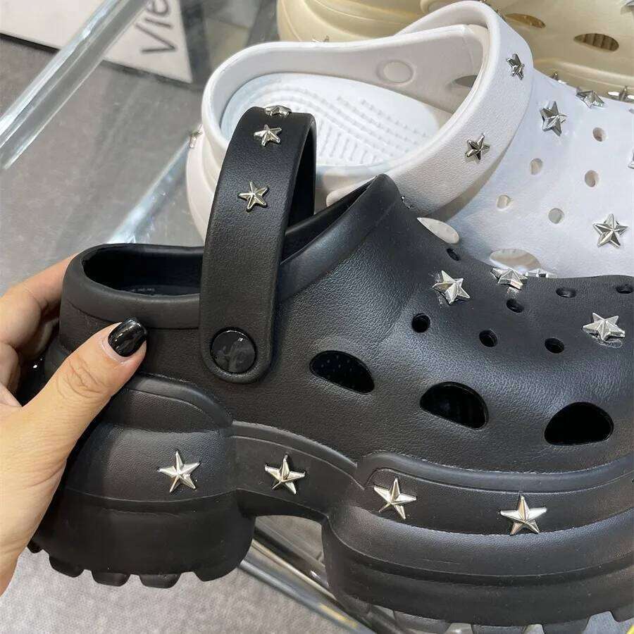 Women Fashion Clogs DIY Cute Stars Platform Slippers Soft EVA Sexy High Heels Female Indoor Street Shoes Girls Beach Sandals