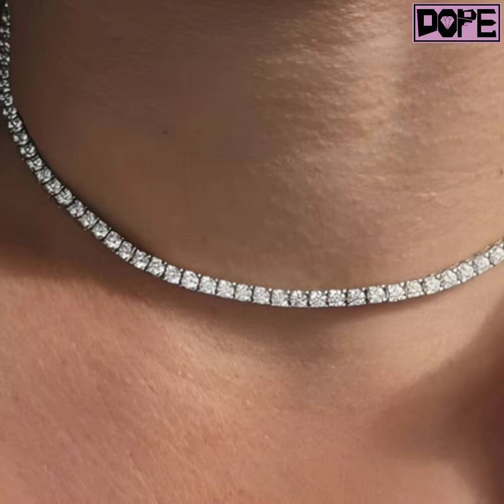 High Quality Tennis Chain 3mm 4mm 5mm Vvs Iced Out Moissanite 925 Silver Moissanite Tennis Chain