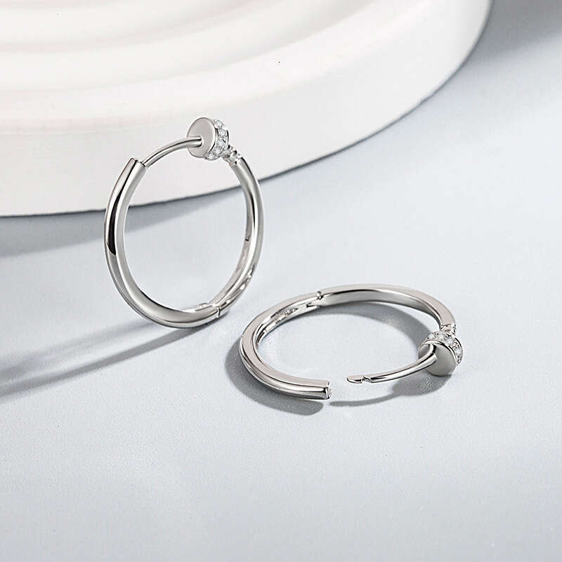 Womens Jewelry Earrings Hoop Korean Style Fashionable Round Zircon Inlaid Simple Elegant Geometric Designer Ear Accessories Multi-Scene Wear Ear Ornam