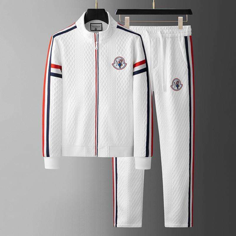 Two Piece Tracksuit Sport Tracksuit For Autumn Golf Brunch Travel Daily Street Mature Loose Fit White Matching Outfit Plus Size Versatile Casual Mens  - view 8