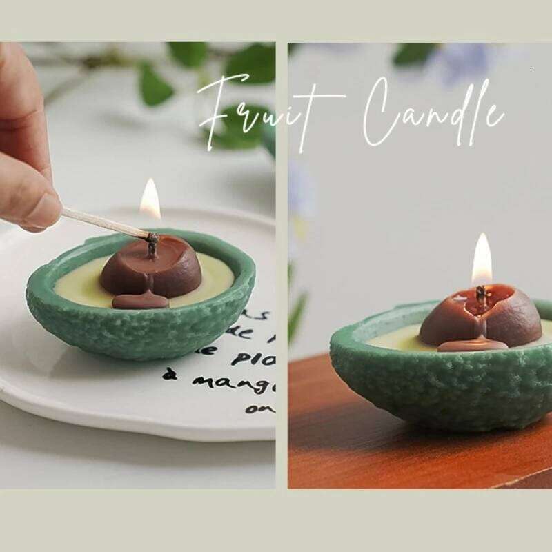 Handmade Avocado Scented Candle, Smokeless Soy Wax, Home Decoration Ornaments, New Year Souvenir, Birthday Fragrance Gift W260304 W260305