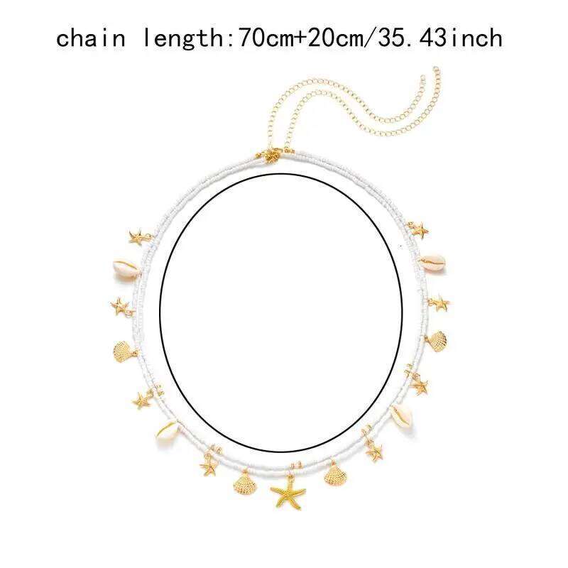 Boho Sexy Fashion Layered Tassel Starfish Waist Belly Women Summer Beach Sea Turtle Conch Shell Pearl Body Chain Jewelry S260304