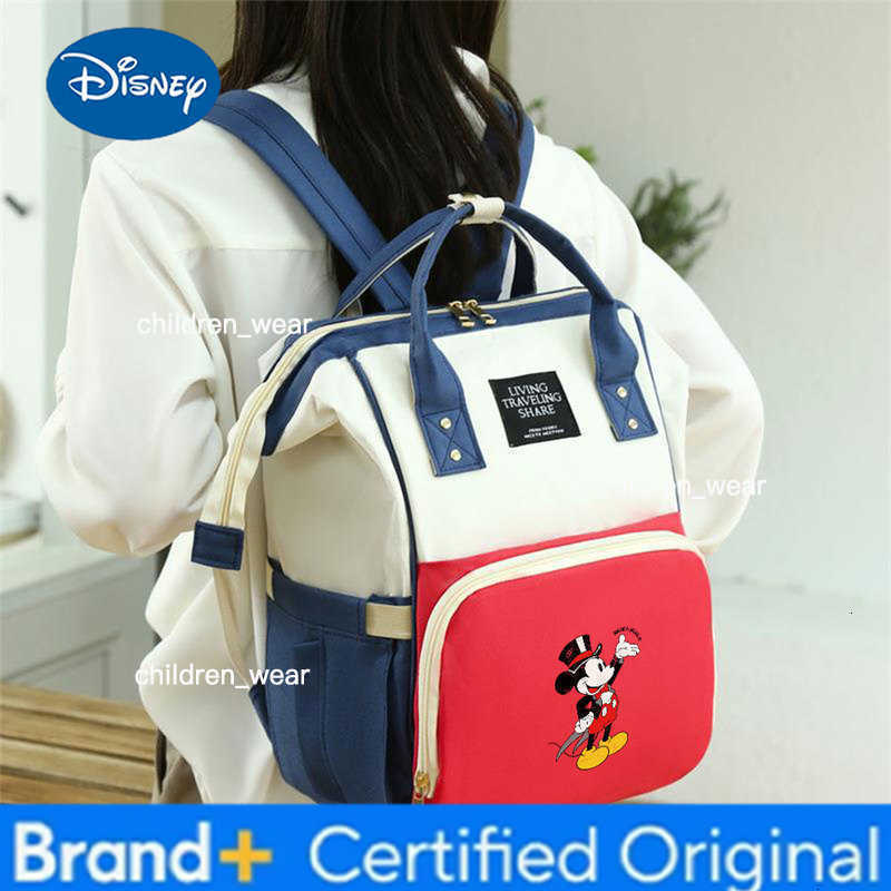 Disney Cute Mickey Mouse Diaper Backpack for Travel Waterproof Kids Bag Multiple Insulated Pockets Spacious Mummy Bag Family Gift H260305