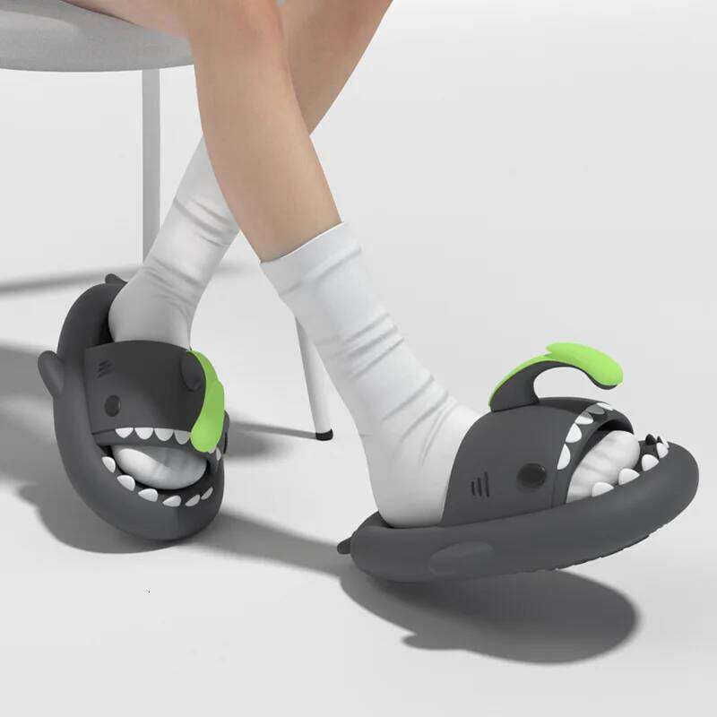 2025 Cute Panda Shark Slippers Women Men Summer Platform Shoes Night Glowing Lantern DIY Couples Indoor Shower Beach Slides