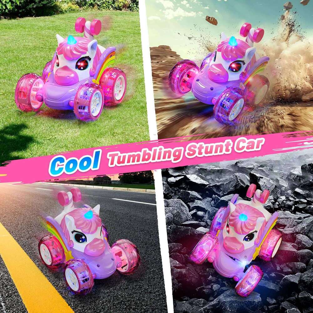 2.4G RC Unicorn for Girls Remote Control Stunt Car with Lights, Drift, Chase, Twist Dance, Fun Birthday & Holiday Gift Z260304