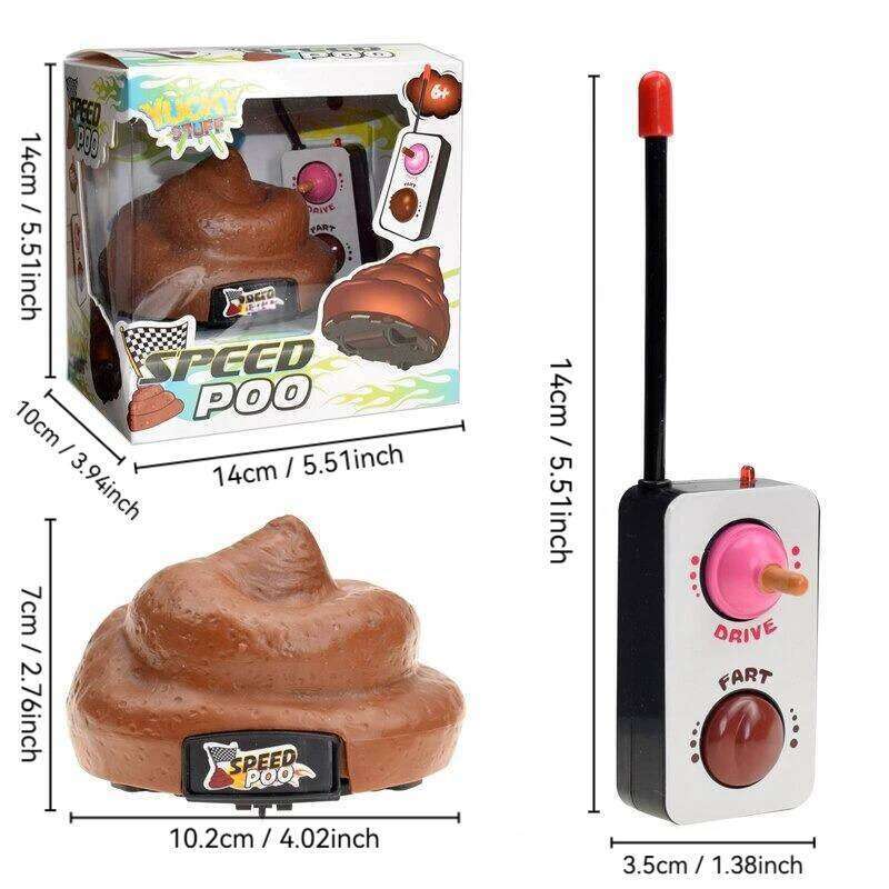 Speed Poo Farting Car, Remote Control Brown Moving Toy, Novelty Prank Gift for Kids, Funny Indoor Game, Party Entertainment Z260304