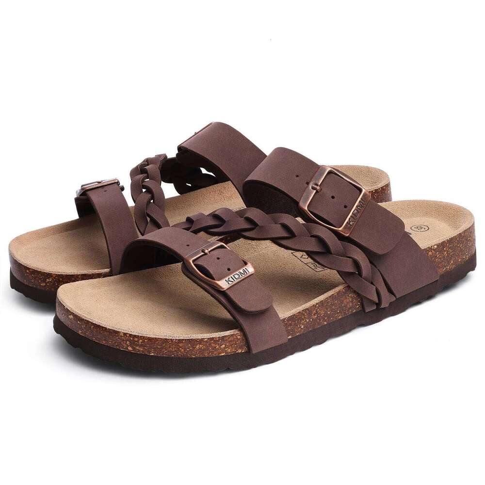 KIDMI Fashion Women's Cork Summer Women Outdoor Nonslip Slip-On Slide With Adjustable Buckle Sandals