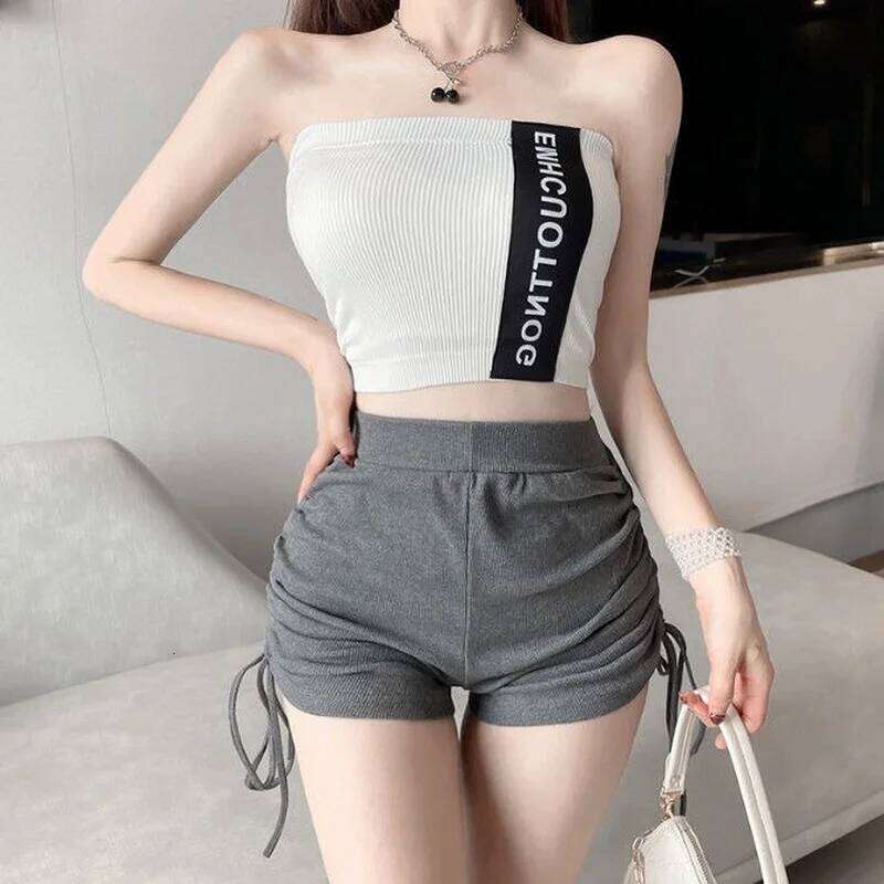 Shorts Women Soft Skinny Folds High Elastic Waist Jogger Young Teens Summer Ulzzang Casual Femme Trousers All-match Solid Simple XJ260305