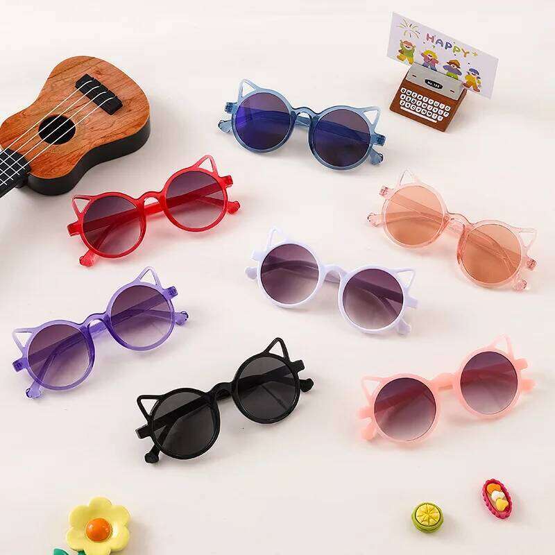 New Cat Ear Small Frame Round Sunglasses Children's Brand Fashion Sun Glasses Outdoor Shading for Girls Eyewear UV400 Z260304