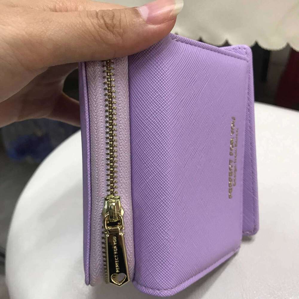 New Fashion Short Women Multifunctional Simple Folding Multi-card Slot Card Bag Zipper Coin Purse Ladies PU Wallet C260304
