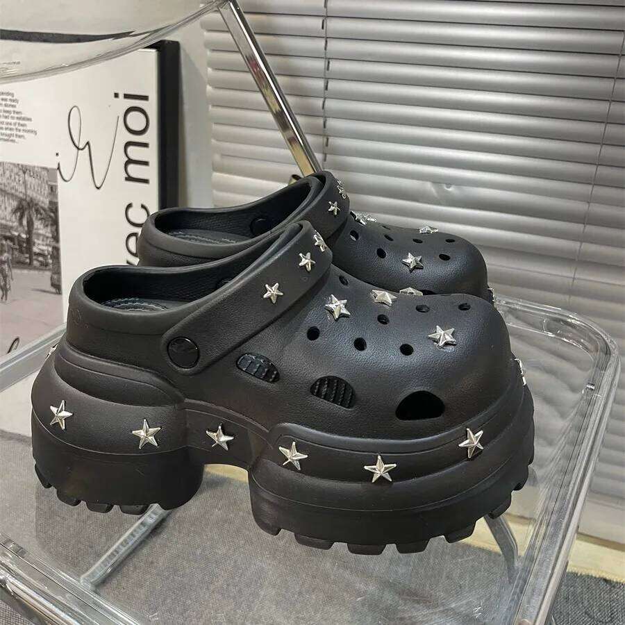 Women Fashion Clogs DIY Cute Stars Platform Slippers Soft EVA Sexy High Heels Female Indoor Street Shoes Girls Beach Sandals