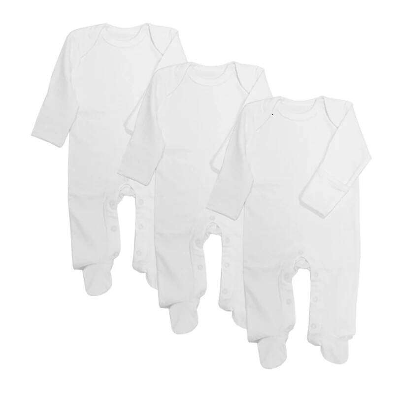 3 Pcs 100% Combed Brushed Cotton Newborn Baby Rompers White Sleepsuit Jumpsuit One-Pieces Roupa Jumper Grows Growing Footies Z260304