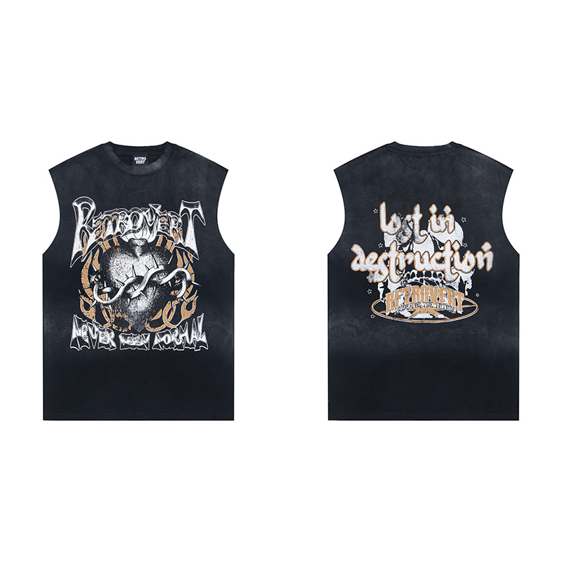 Men's T Shirts Men And Women Personality Trend Garbage Pure Cotton Sleeveless Vest Summer Street Punk Beach Style Casual Daily Basic Top