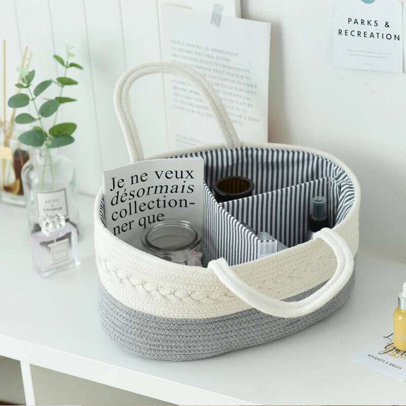 Mommy Cotton Rope Diaper Bag Travel Portable Handbag Multifunctional Baby Products Organizer Basket Z260304