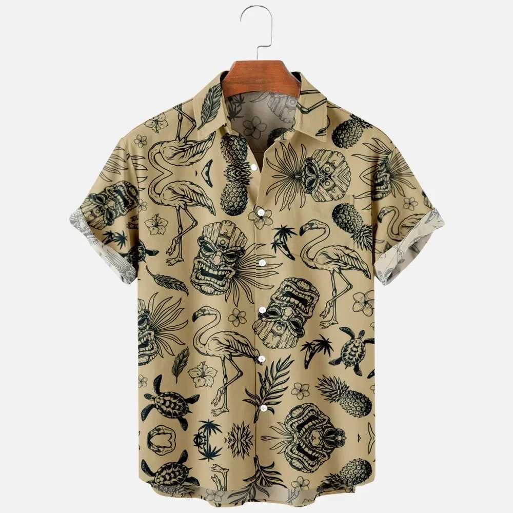Mens Fashion Summer Shirts Hawaiian 3d Print Cozy Casual One Button Shirts Short Sleeve Beach Oversized Shirts a05 M260305