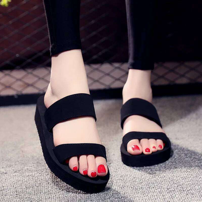 9cm Heel Platform Slippers Women's Sandals Soft EVA Black color Ladies Fashion Slides Thick Sole Summer Shoes Woman Flip Flops