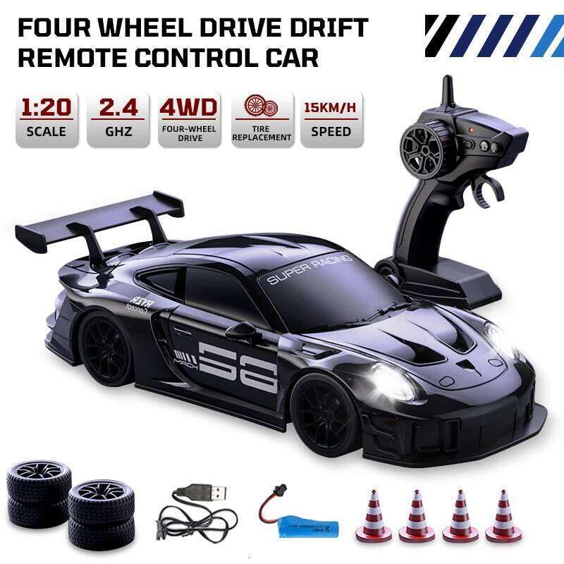 2.4G 1/20 RC Drift Racing Vehicle with Lights 4CH 4WD Remote Control Sports Boys Competition Game Kids Toy Car Model Z260304