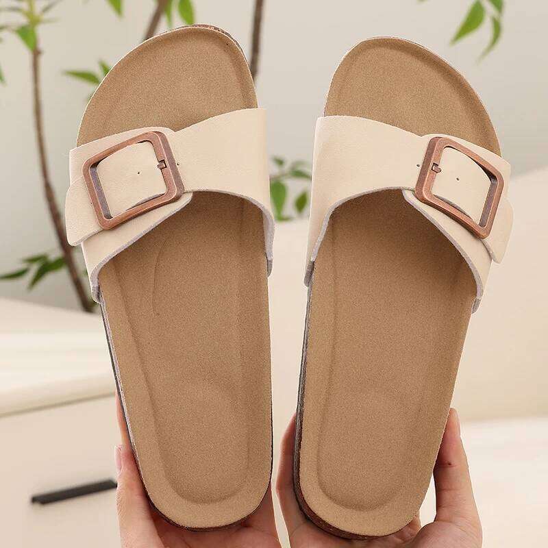Kidmi Women Sllippers New Indoor With A Metal Buckle PVC Material Comfortable Beach Slippers Breathable Women's Sandals