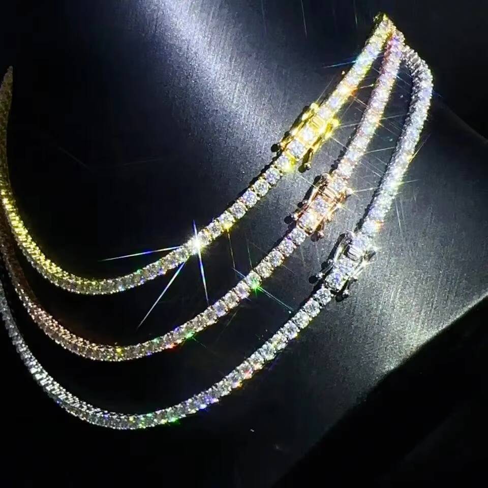 Cheapest Price Tennis Chain 3mm 4mm 5mm GRA Hip Hop Jewelry 925 Sterling Silver VVS D Color Diamond Moissanite Tennis Necklace