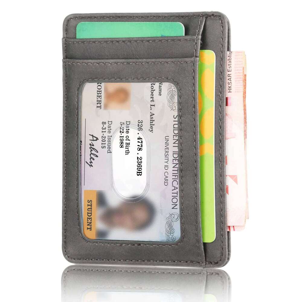 RFID Blocking Men's Leather Wallet Slim Credit Card Holder Business Male Portable Mini Travel Purse For Man C260304