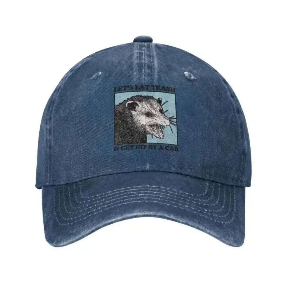 Let's Eat Trash Get Hit By A Car Baseball Cap Hip Hop Women Men's Adjustable Possum Lovers Dad Japanese Style Hat Fashion Y260304