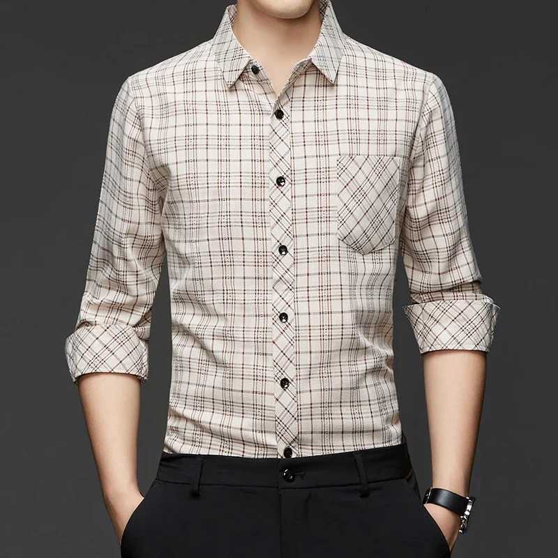 New Mens Casual and Fashionable Long Sleeved Cotton and Linen Shirt with Stripes Comfortable and Breathable Versatile Top M260305