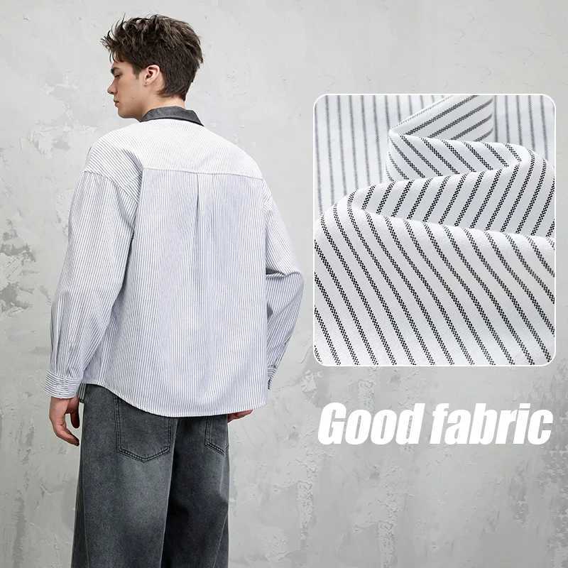 Autumn Mens Shirt Long Sleeve Blue Striped Shirts Spring Blouses Fashion Loose Blouse Y2K CloTHing Casual Shirts CloTHes M260305