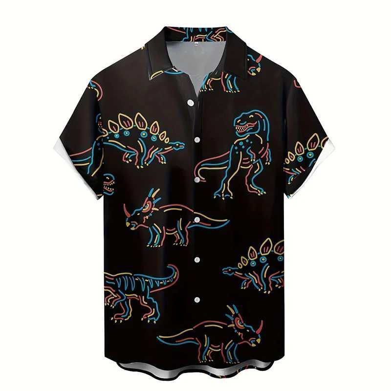 New 3D Dinosaur Shirts For Men Plants Mushroom Graphic Shirts For Women Fashion Hawaiian Top Shorts Blouses M260305