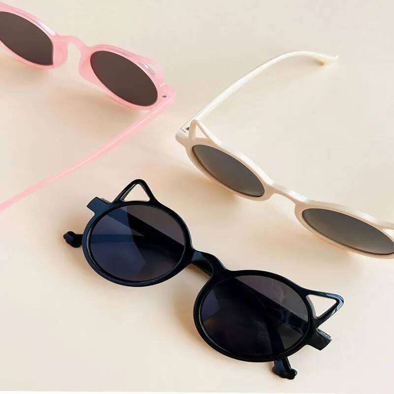 New Girls Cute Cat Ears Outdoor Sun Children Fashion Vintage Classic Sunglasses Protection Kids Z260305