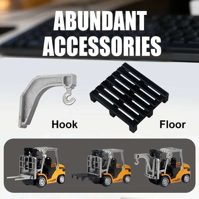 In Stock 1/64 Remote-controlled Alloy Engineering vehicle Tabletop Toys RC Forklift Model Collection Gift For Boys Z260304