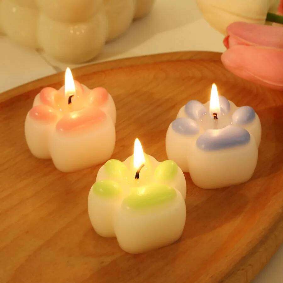1pc/4pcs Cat Paw Design Scented Candle for Birthday Valentine's Day Home Diy Party Decoration Wedding Favors W260304 W260305