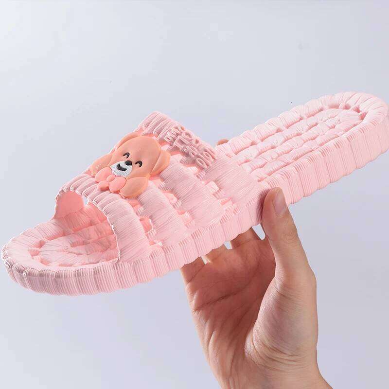 Kidmi Cartoon Bear Bathroom Leakage Summer Non-slip Massage Flat Unisex Injection-molded Shoes Casual Slippers