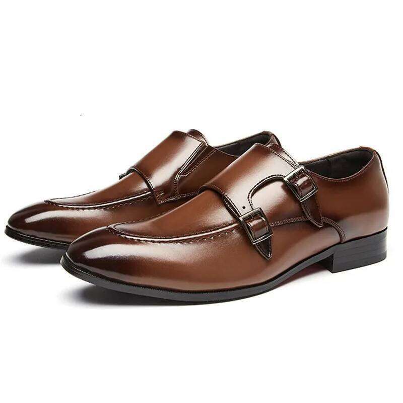 British Gentleman Monk Strap Loafers New Charm Black Brown Shoes for Men Designer Formal Wedding Prom Dress Homecoming Footwear
