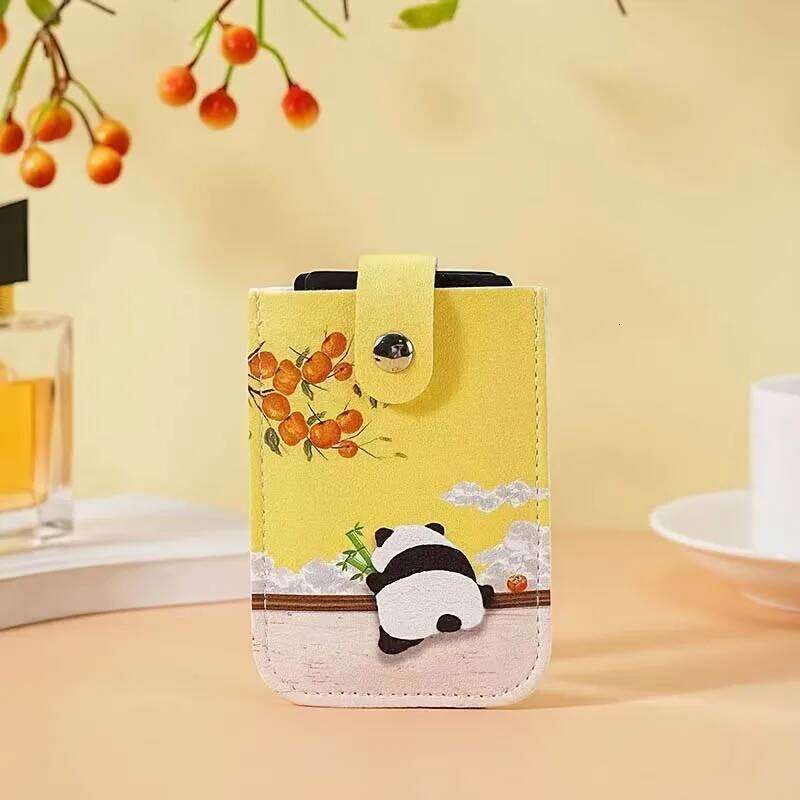 A slim portable credit wallet with RFID shielding, multiple card slots, cute panda design, compact and lightweight C260304