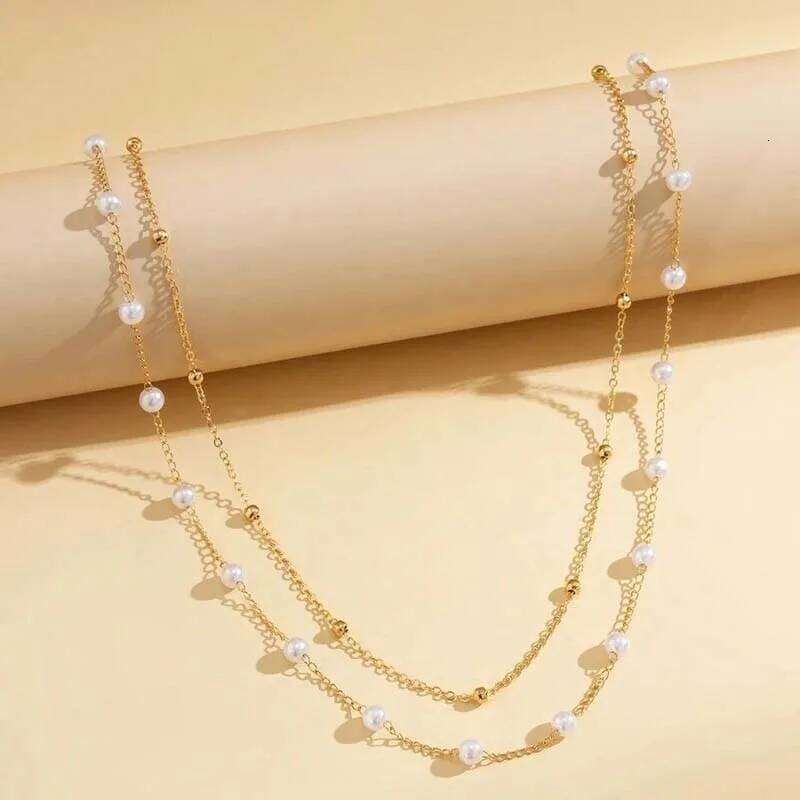 Fashion Pearl Bead Double Layered Waist for Women Sexy Metal Handmade Beads Belly Chain Beach Body Jewelry Accessories S260304