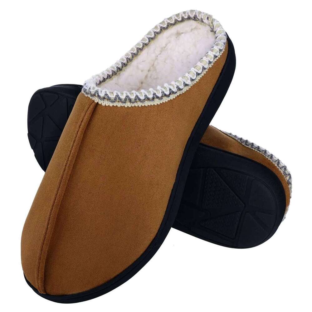 Kidmi Fashion Plush For Women Men Winter Indoor Warm Fluffy Fur Home Slippers Suede Upper Non-slip Leisure Shoes